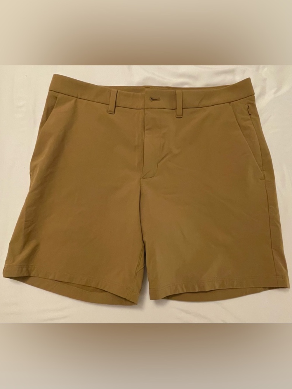 CRZ YOGA Men's Flat Front Active Chino Shorts - Brown